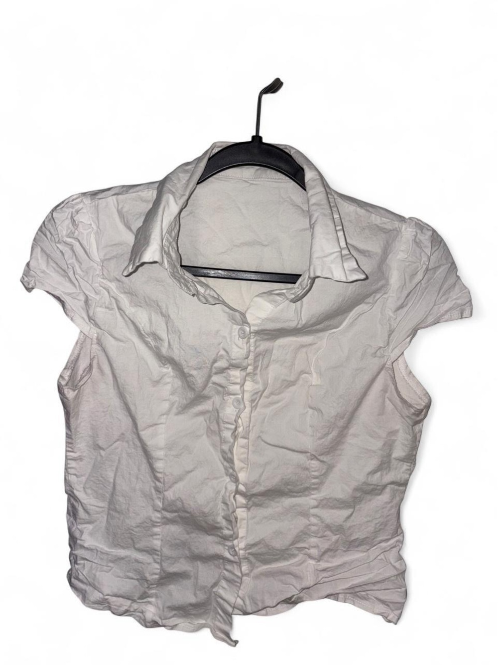 Classic White Short-Sleeve Button-Front Women's Top